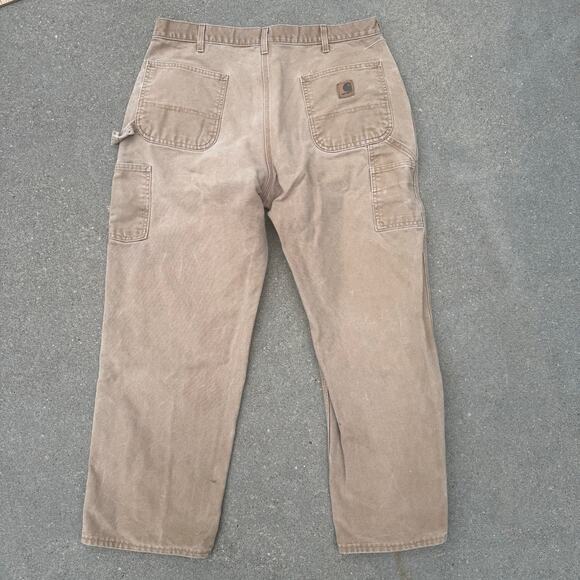 Y2K Carhartt B11 BRN Dungaree Fit 38x30 Brown Canvas Duck Work Pants Made in USA - Picture 7 of 7